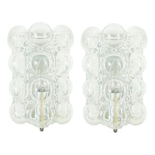Mid-Century Modern Bubble Glass Wall Lamps by Helena Tynell for Limburg, Germany, 1960s, Set of 2 For Sale