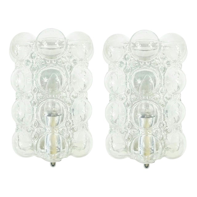 Mid-Century Modern Bubble Glass Wall Lamps by Helena Tynell for Limburg, Germany, 1960s, Set of 2 For Sale
