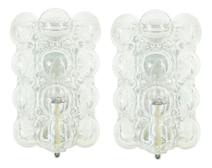Mid-Century Modern Bubble Glass Wall Lamps by Helena Tynell for Limburg, Germany, 1960s, Set of 2
