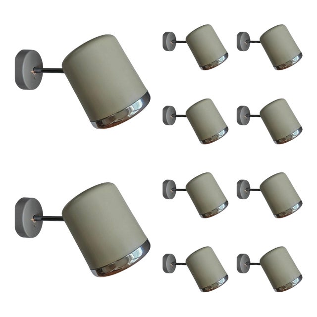 Mid-Century Modern Wall Lamps from Kinkeldey, Germany, 1970s, Set of 10 For Sale
