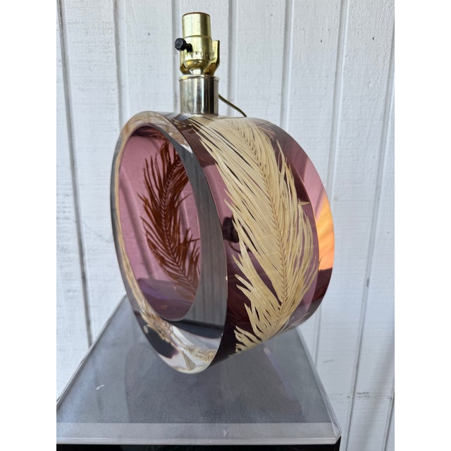 Vintage Modern Amethyst Lucite Sculptural Palm Frond Lamp For Sale In West Palm - Image 6 of 11