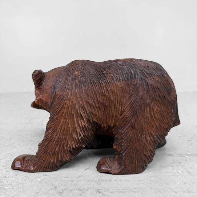 Japanese Kibori Kuma Carved Wooden Bear, 1950 For Sale - Image 6 of 11