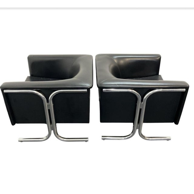Bauhaus Art Deco Lounge Chairs in Vinyl Leather, 1940s, Set of 2 For Sale - Image 9 of 18