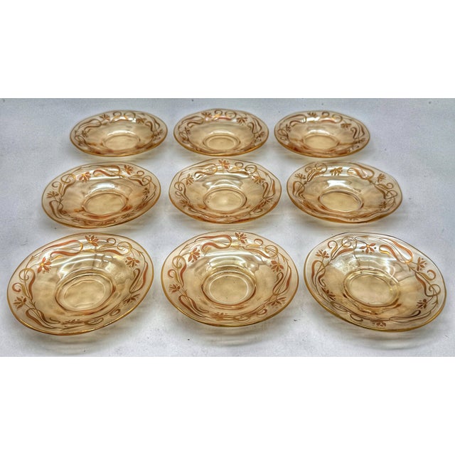 9 Art Nouveau Citrine Gilt Enamel Crystal Demitasse Cups & Saucers, Atrib. Moser For Sale - Image 4 of 18