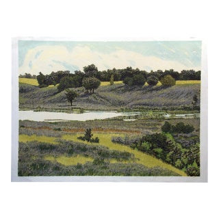Gordon Mortensen "Meadowland" Hand Signed & Numbered Reduction Woodcut, Marsh For Sale