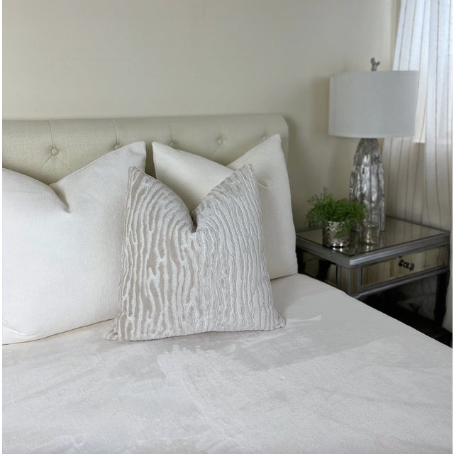 Alabaster Velvet Throw Pillow With Feather Down Insert For Sale - Image 4 of 6