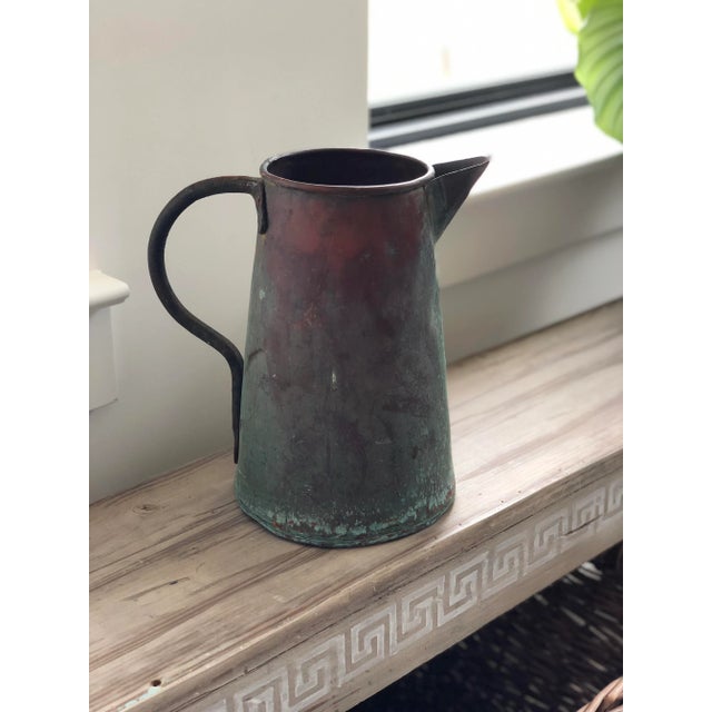 This antique patinaed copper pitcher will be a SHOW STOP-PER filled with a bouquet of big beautiful blossoms sitting...