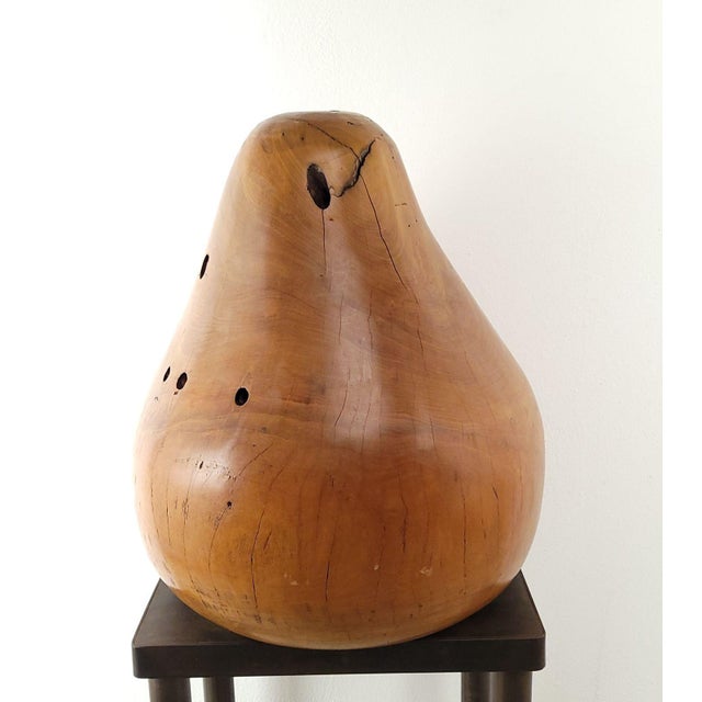 Wood Treen Carving of a Pear in Pear Wood on Custom Stand For Sale - Image 7 of 9