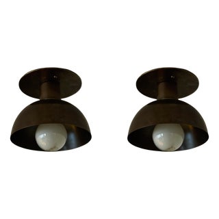 Kitchen Spotlights with Brown Shades and Brass Fittings, 2010s, Set of 2 For Sale