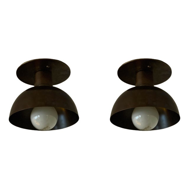 Kitchen Spotlights with Brown Shades and Brass Fittings, 2010s, Set of 2 For Sale