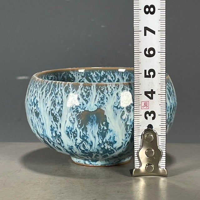 Chinese Chinese Blue & White Splash Glazed Porcelain Tea Cup For Sale - Image 3 of 9