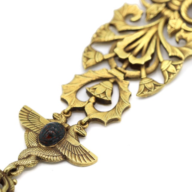 Metal Victorian Antique 19k Yellow Gold Egyptian Pendant Chain Necklace For Sale - Image 7 of 9