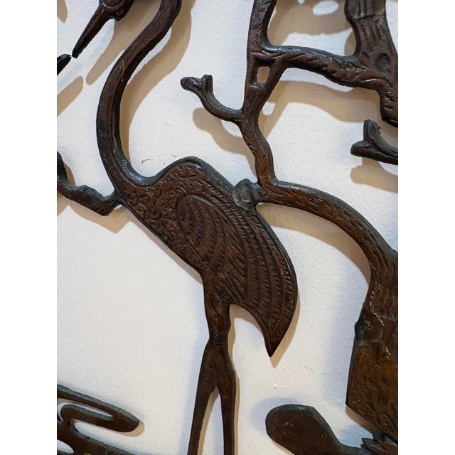 1960s-70s Brutalist Brass Crane Wall Sculpture For Sale - Image 4 of 9