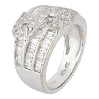 Vintage Diamond 18k White Gold Ring, Size 6 For Sale