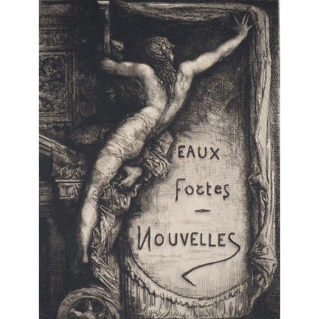 François Nicolas CHIFFLART (1825 - 1901) Frontispice Eaux fortes Nouvelle Original Etching on vellum paper Signed in the...