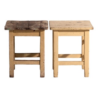 Bedside Tables in Pine Wood, Central Europe, 1940, Set of 2 For Sale
