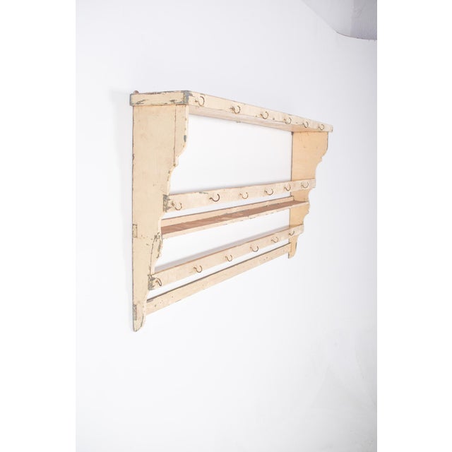 1950s Portuguese White-Painted Plate Rack with Hooks, 1950 For Sale - Image 5 of 8
