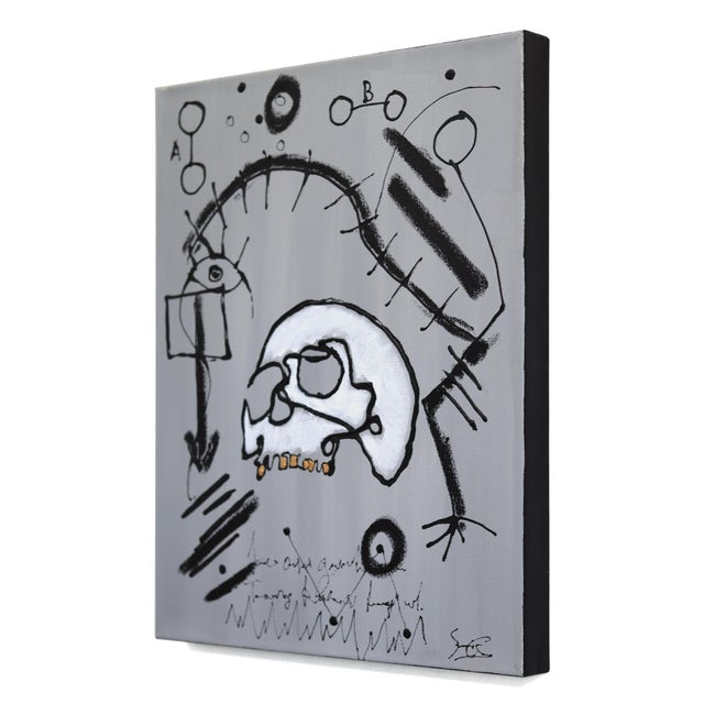 Abstract The Mechanics of Man - Abstract Figurative Mixed Media Skull Artwork on Canvas by Soren Grau For Sale - Image 3 of 9