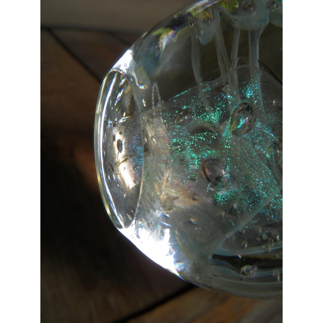 Vintage Signed Stunning Bullicante & Iridescent Art Glass Paperweight For Sale - Image 16 of 17