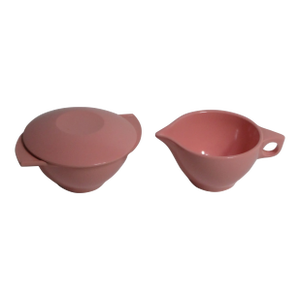 1960s Mid-Century Boonton Ware Pink Sugar and Creamer With Lid - 3 Pieces