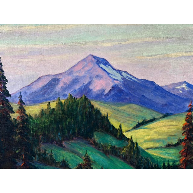Textile " Sunlit Mountains" Majestic Mount Jefferson and Mount Hood Oregon 1930s by Andrew Dobos For Sale - Image 7 of 10