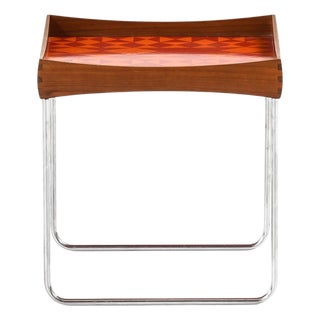 Side Table in Steel and Teak by Hermann Bongaard, 1960s For Sale