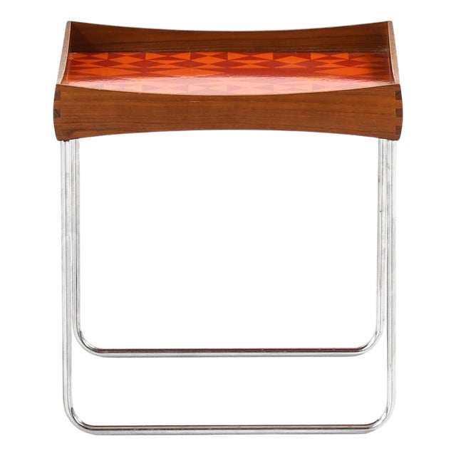 Side Table in Steel and Teak by Hermann Bongaard, 1960s For Sale