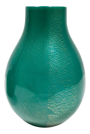 Green Cased Alga Glass Vase with Gold Leaf by Tomaso Buzzi for Venini, 1930s