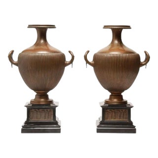Neoclassical Bronze Vases in Form of Greek Hydra Water Jars - A Pair For Sale