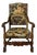 Carved Oak Armchair with Tapestry Upholstery For Sale