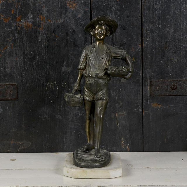 20th Century Bronze Metal Sculpture of a Young Fisherman For Sale - Image 11 of 11