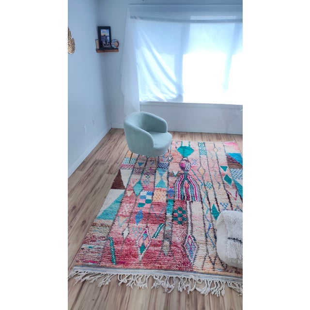 Contemporary Rose Clay Patchwork Wool Moroccan Rug For Sale - Image 12 of 18