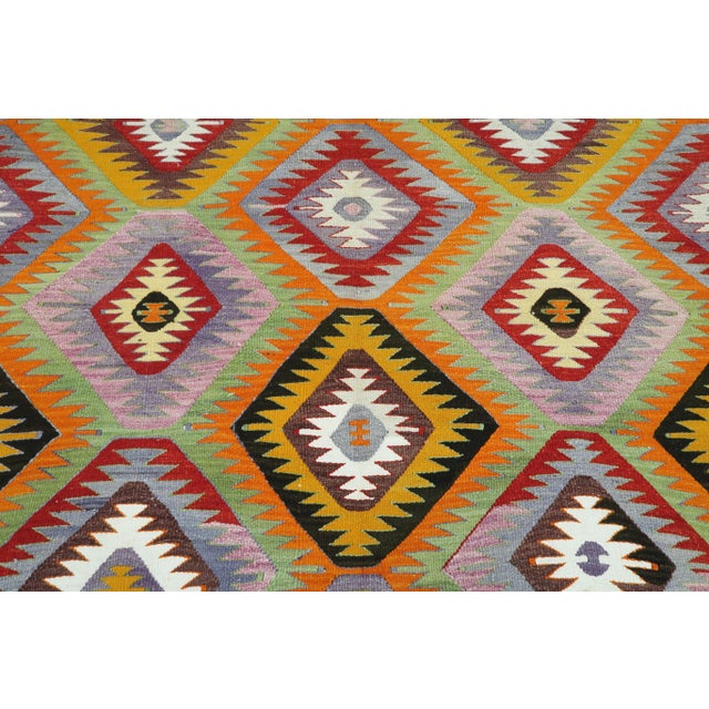 Vintage Turkish Kilim Rug- 5′7″ × 9′6″ For Sale - Image 10 of 13