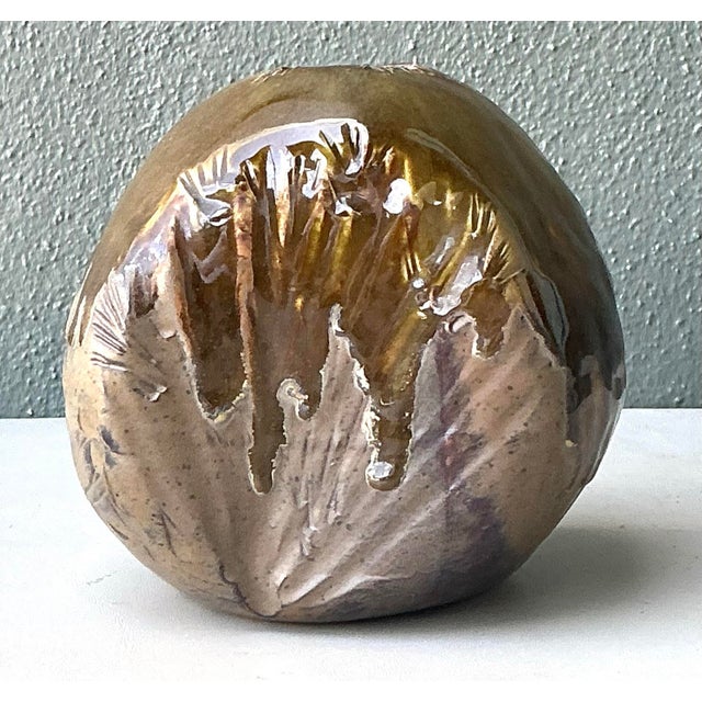Vintage Glazed Ceramic Vase For Sale - Image 11 of 12