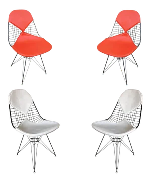 Charles Eames Orange Dkr Bikini Chair for Herman Miller, - Set of 4