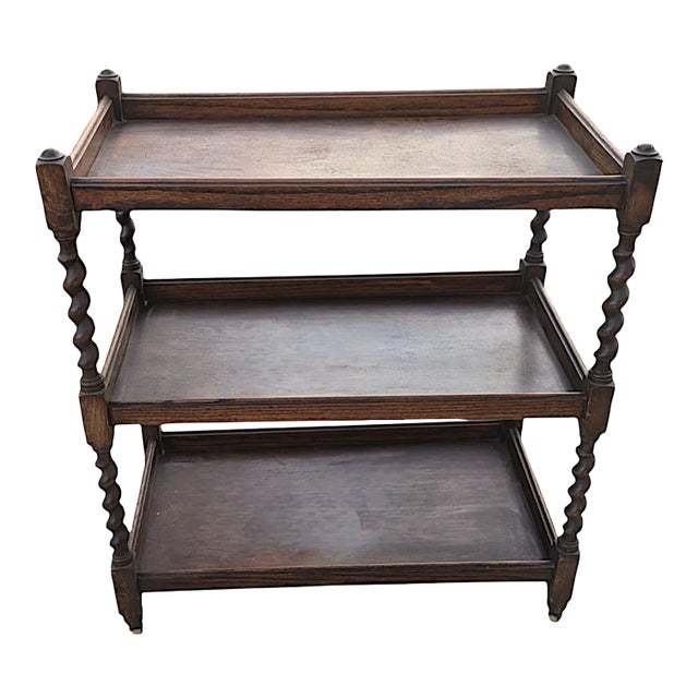 19th Century English Dessert Buffet With 4 Post Barley Twist Legs on