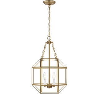 Suzanne Kasler By Visual Comfort Studio Morrison 3-Light Small Pendant with Clear Glass Shade in Satin Brass For Sale