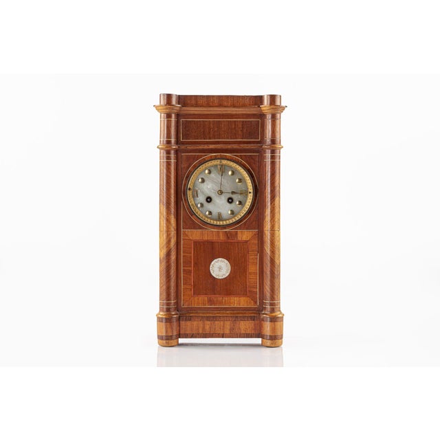 Antique French Wooden Chiming Mantel Clock, Circa 1900 For Sale In Detroit - Image 6 of 15