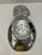 This large pineapple platter is made of polished aluminum aluminum 17 h x 9 w Looks like it was never used