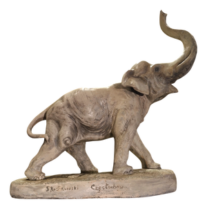 Art Deco Elephant in Terracotta and Plaster, 1940s