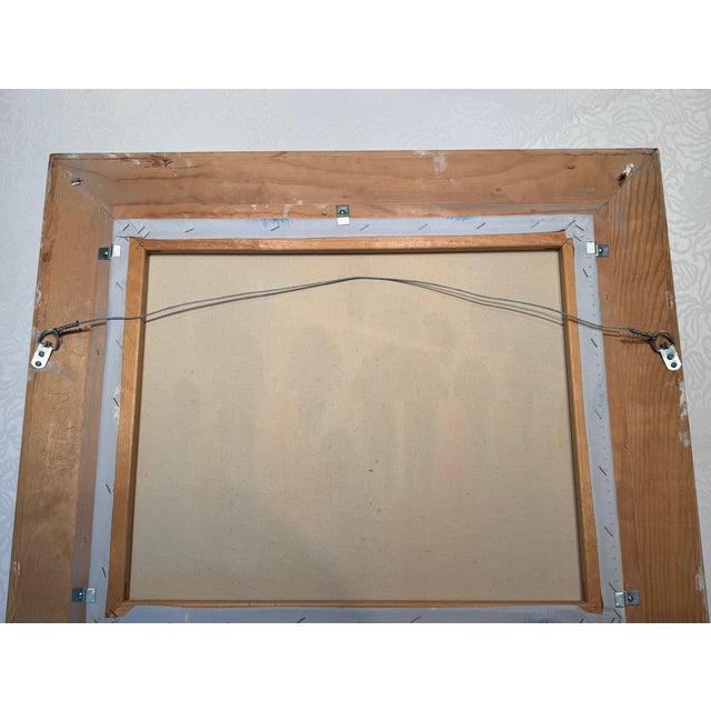 Mid-Century Impressionist Rainy Cityscape by W. Amion – Heavy Slate Blue Frame For Sale - Image 13 of 15