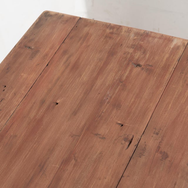 19th Century Original Red Painted Swedish Pine Farm Table Console For Sale - Image 11 of 15