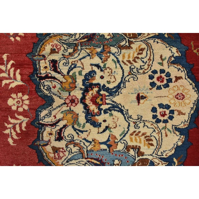 Kashan Rug 9’11” X 13′ Red Wool Vintage Traditional Hand-Knotted Carpet For Sale - Image 10 of 15