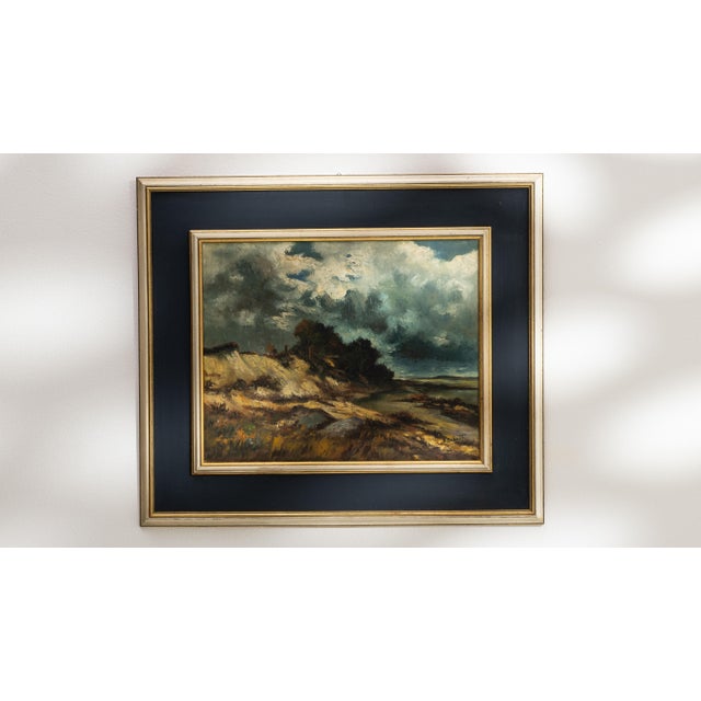 Mid 20th Century Belgium Charcoal Canvas Painting For Sale - Image 10 of 15