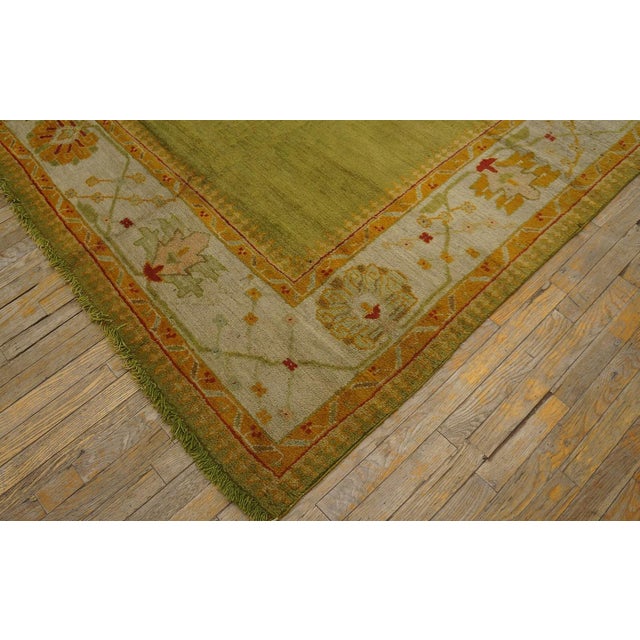 Decorative Green Color & Ivory Border Allover Pattern Antique Turkish Oushak Rug For Sale - Image 12 of 12