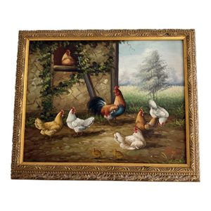 20th Century Chicken Painting