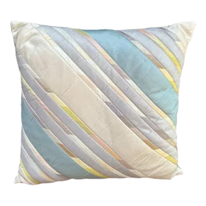 Pastel Blue/Lavender/Pink Stripe 80s Silk Pillow