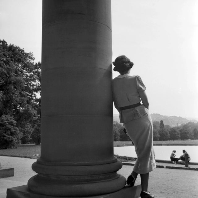 1930s Woman Leaning on Column Cannstatt, Stuttgart Germany, 1935 For Sale - Image 5 of 5