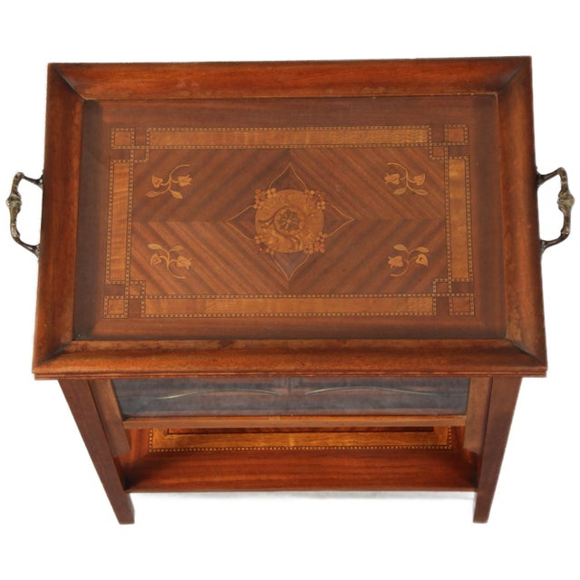 Antique Mahogany Serving Trolley with Pull-Out Tray, 1900s For Sale - Image 10 of 18
