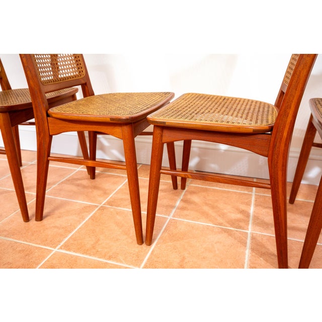 Danish Teak Rattan Cane Chairs by Niels Koefoed for Koefoeds Hornslet, 1965, Set of 4 For Sale - Image 14 of 18